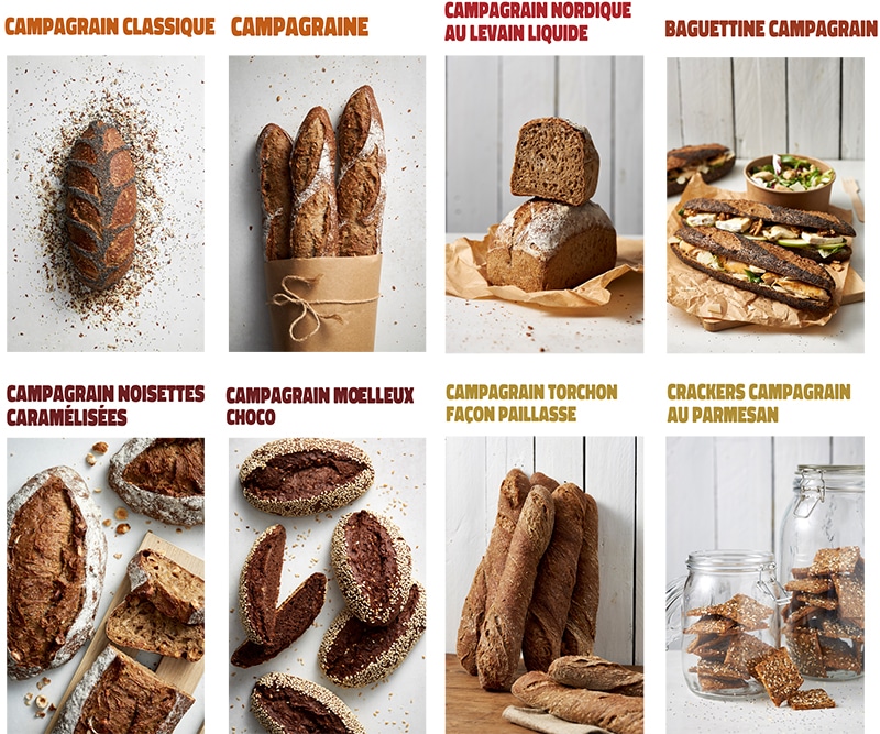 recettes campagrain : campagrain classique, campagraine, campagrain nordique au levain liquide, baguettine campagrain, campagrain noisettes caramélisées, campagrain moelleux choco, campagrain torchon façon paillasse, crackers campagrain au parmesan