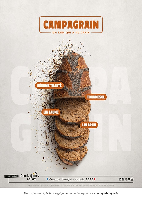 Campagrain, un pain qui a du grain - sésame toasté, tournesol, lin jaune, lin brun