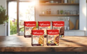 5 nouvelles préparations Francine : moelleux nature, moelleux chocolat, flan entremets Vanille, Flan pâtissier, Focaccia