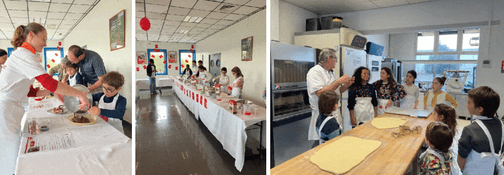 photos des enfants qui mettent la main à la pâte avec les nouvelles Préparations Francine lors des Portes ouvertes Francine 2025